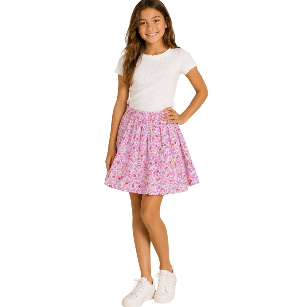 Tea Collection Skirt‎ Girls 10 Pink Blue NWT Floral Metallic Flared Cotton